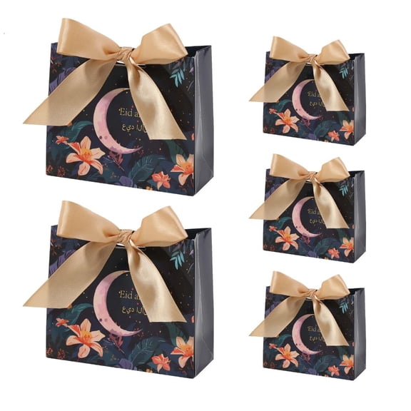 Yihuala 50 Pieces Eid Bags with Ribbon Bows Decors Eid Celebration Accessories for Festival Celebrations and Gifting