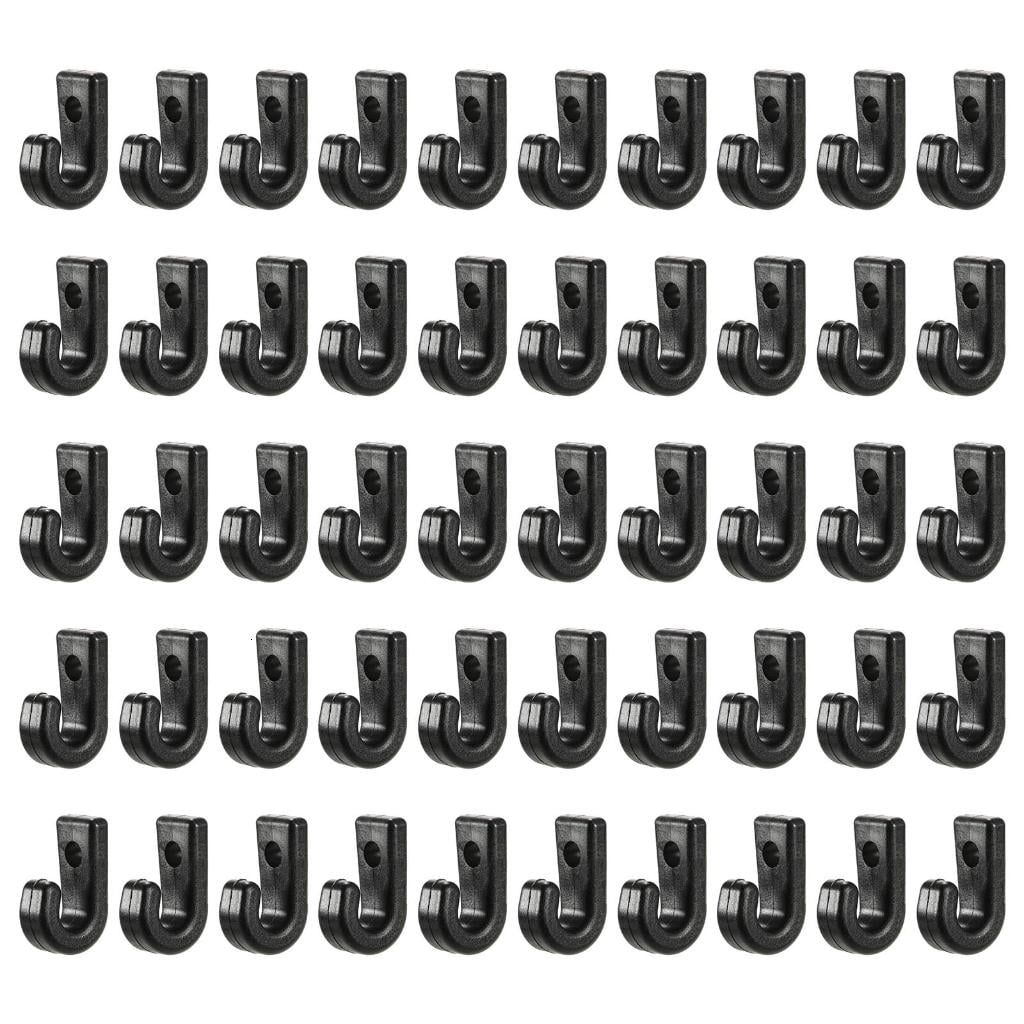 Yihuala 50Pcs Kayak Attachments J Hook Tie Down Hook Black Lashing Hook for Kayak Bungee Cord Canoes Paddles Boats Accessory