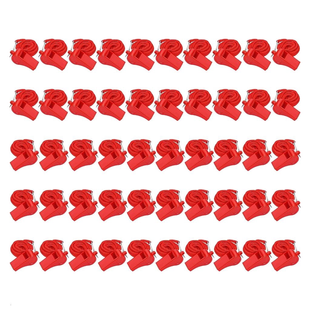 Yihuala 50Pcs Referee Coaches Whistles Loud Crisps Sound Sports Whistles with Lanyard for Soccer, Football, Basketball