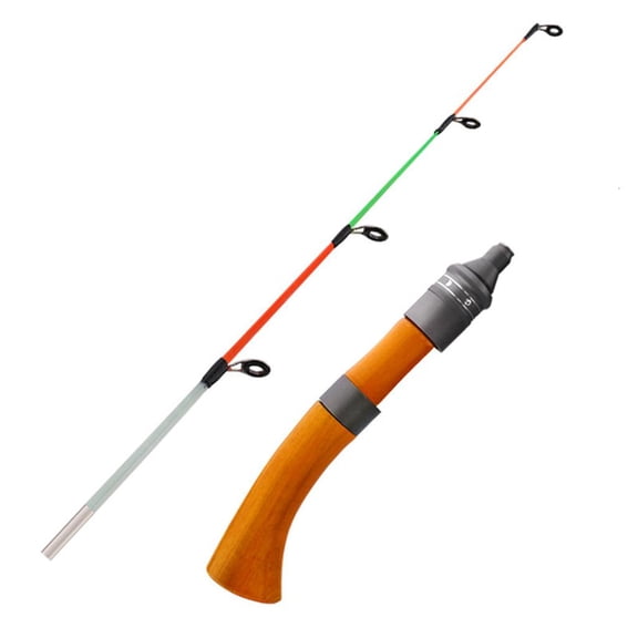 Yihuala 59cm Removable Ice Fishing Rod 2 Section FRP Fishing Rod Wooden Handle Fishing Rod Tackle Tool