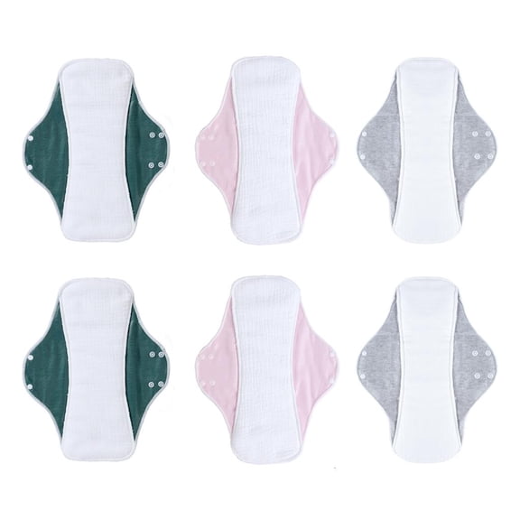 Yihuala 6Pcs Soft Cottons Washable Sanitary Pad For Sensitive Skin Available In 4 Lengths For Customized Protections