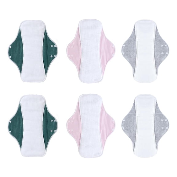 Yihuala 6Pcs Soft Cottons Washable Sanitary Pad For Sensitive Skin Available In 4 Lengths For Customized Protections