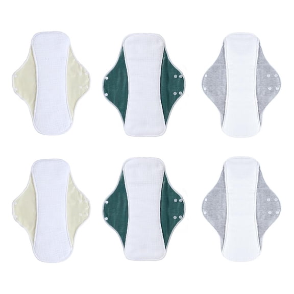Yihuala 6Pcs Soft Cottons Washable Sanitary Pad For Sensitive Skin Available In 4 Lengths For Customized Protections