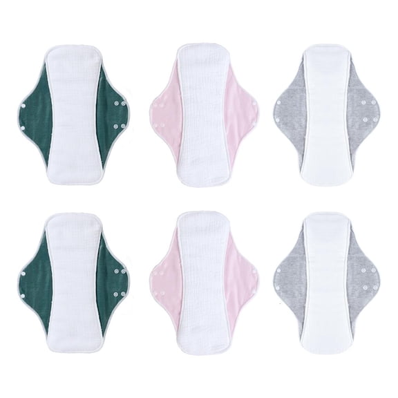 Yihuala 6Pcs Soft Cottons Washable Sanitary Pad For Sensitive Skin Available In 4 Lengths For Customized Protections