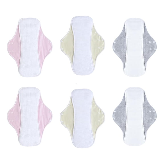 Yihuala 6Pcs Soft Cottons Washable Sanitary Pad For Sensitive Skin Available In 4 Lengths For Customized Protections