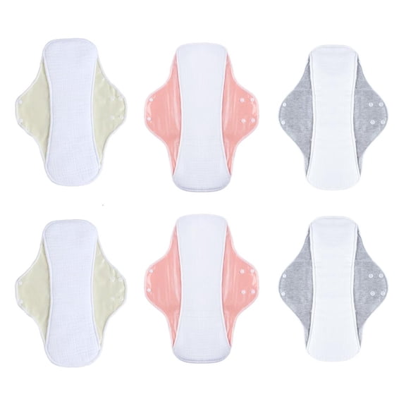 Yihuala 6Pcs Soft Cottons Washable Sanitary Pad For Sensitive Skin Available In 4 Lengths For Customized Protections