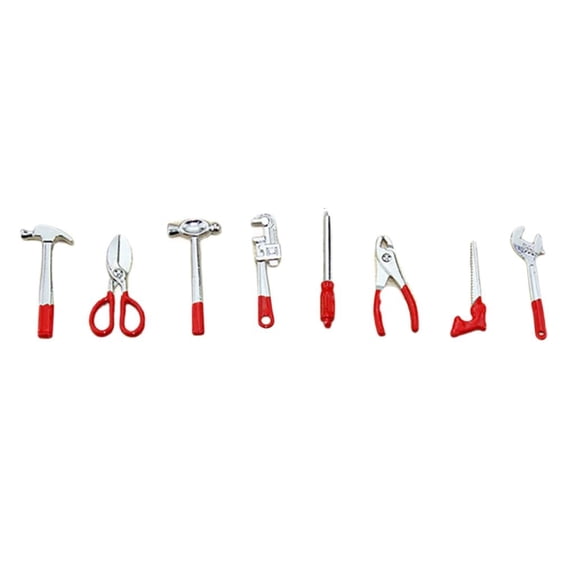 Yihuala 8PCS Realistic Doll House Tool Kits with Hammer Wrench Pretend Play Tool Set For Imaginative Role Playing Activity