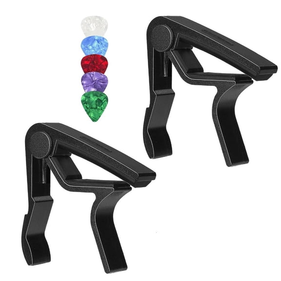 Yihuala Adjustable 3 in1 Guitar Capo Alloy & Silicone Pad Sliding Capo with 5 Picks For 4 Strings 6 Strings Guitar Tunings Tone