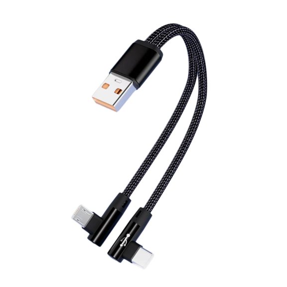 Yihuala Angled USB And Type C Fast Charging Cable 5A Fast Speed Data Cord Double Head Charging For Multiple Devices