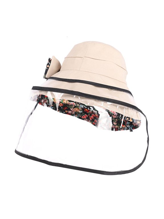 Anti-splash Fisherman Cap with Removable Transparent Protector Bucket Hat Windproof Outdoor Protective Cover