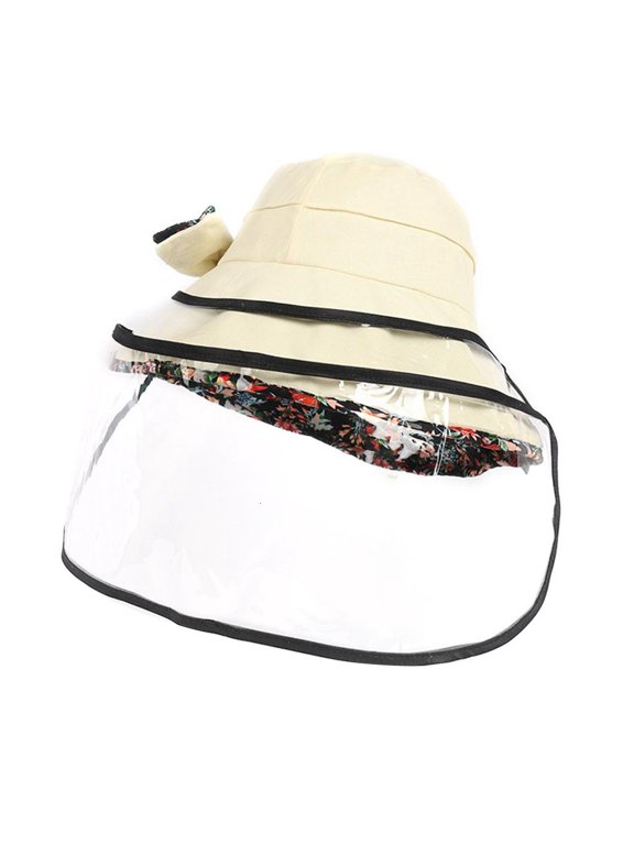 Anti-splash Fisherman Cap with Removable Transparent Protector Bucket Hat Windproof Outdoor Protective Cover