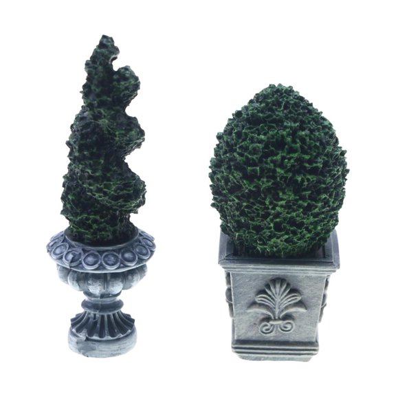 Yihuala Artificial Potted Plant Model Figurine for Doll House Craft Project Resin Figure Scene Scene Display Accessories 2PCS