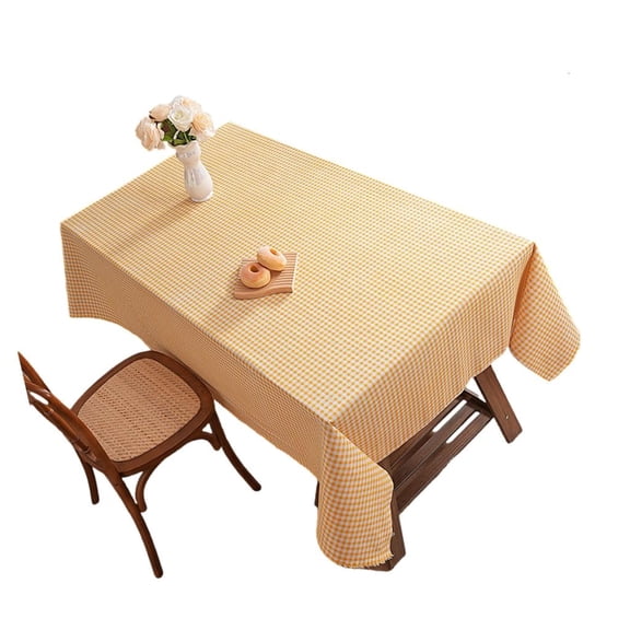 Yihuala Artistics Grids Print Table Cover Polyester Machine Washable Fit Various Table Size Decorative Dining Accessory