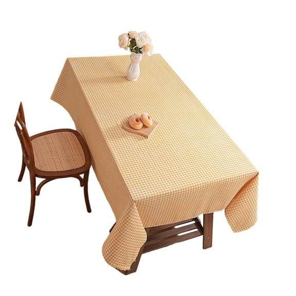 Yihuala Artistics Grids Print Table Cover Polyester Machine Washable Fit Various Table Size Decorative Dining Accessory