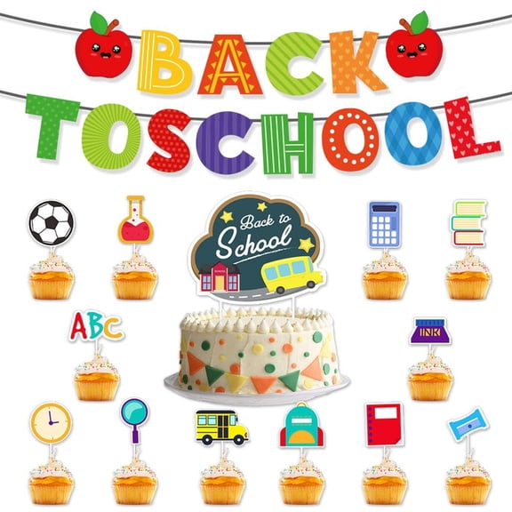 Yihuala Back to School Party Decoration Set - Colorful Paper Pennant Garland with Letters for Classroom
