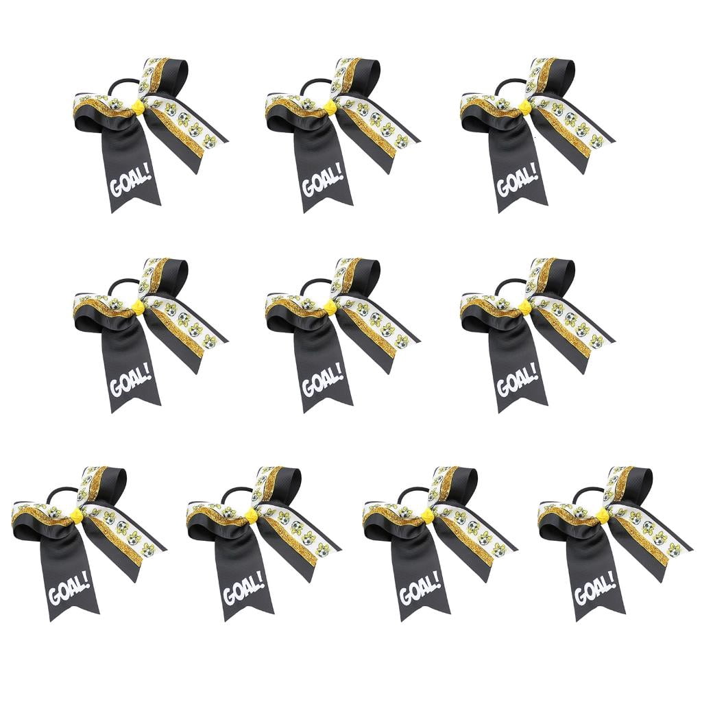 Yihuala Bundles Of 10 Football Bowknot Hair Ties Supporter Hair Decorations Suitable For Team Spirits And Special Gatherings
