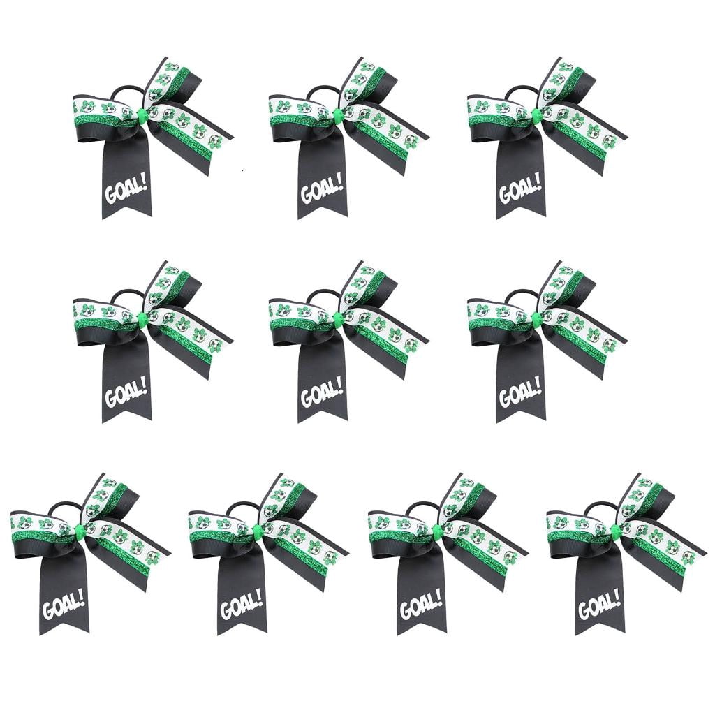 Yihuala Bundles Of 10 Football Bowknot Hair Ties Supporter Hair Decorations Suitable For Team Spirits And Special Gatherings