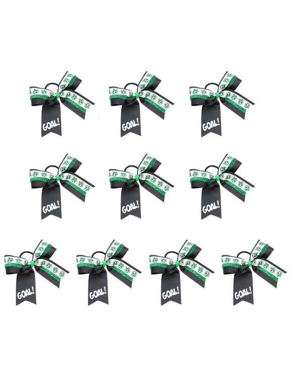 Bundles Of 10 Football Bowknot Hair Ties Supporter Hair Decorations Suitable For Team Spirits And Special Gatherings