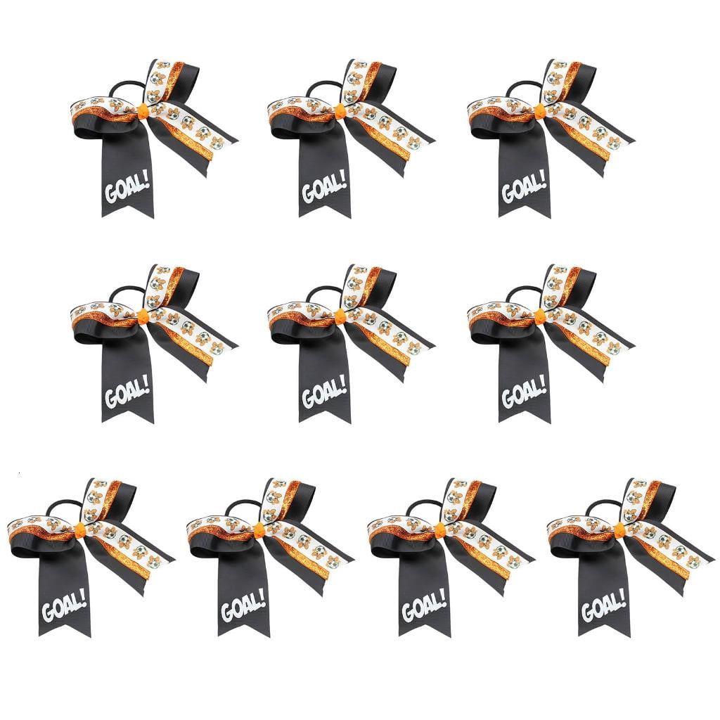 Yihuala Bundles Of 10 Football Bowknot Hair Ties Supporter Hair Decorations Suitable For Team Spirits And Special Gatherings