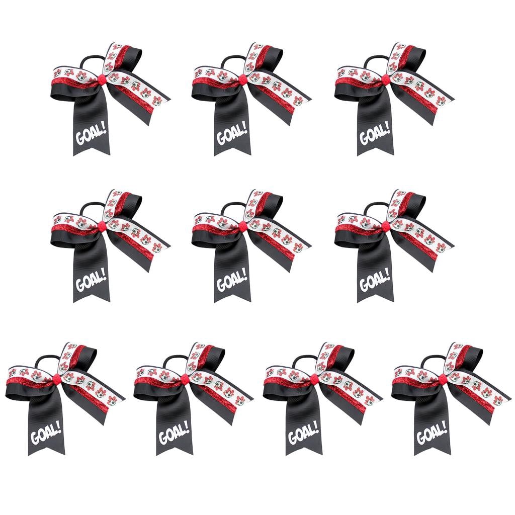 Yihuala Bundles Of 10 Football Bowknot Hair Ties Supporter Hair Decorations Suitable For Team Spirits And Special Gatherings