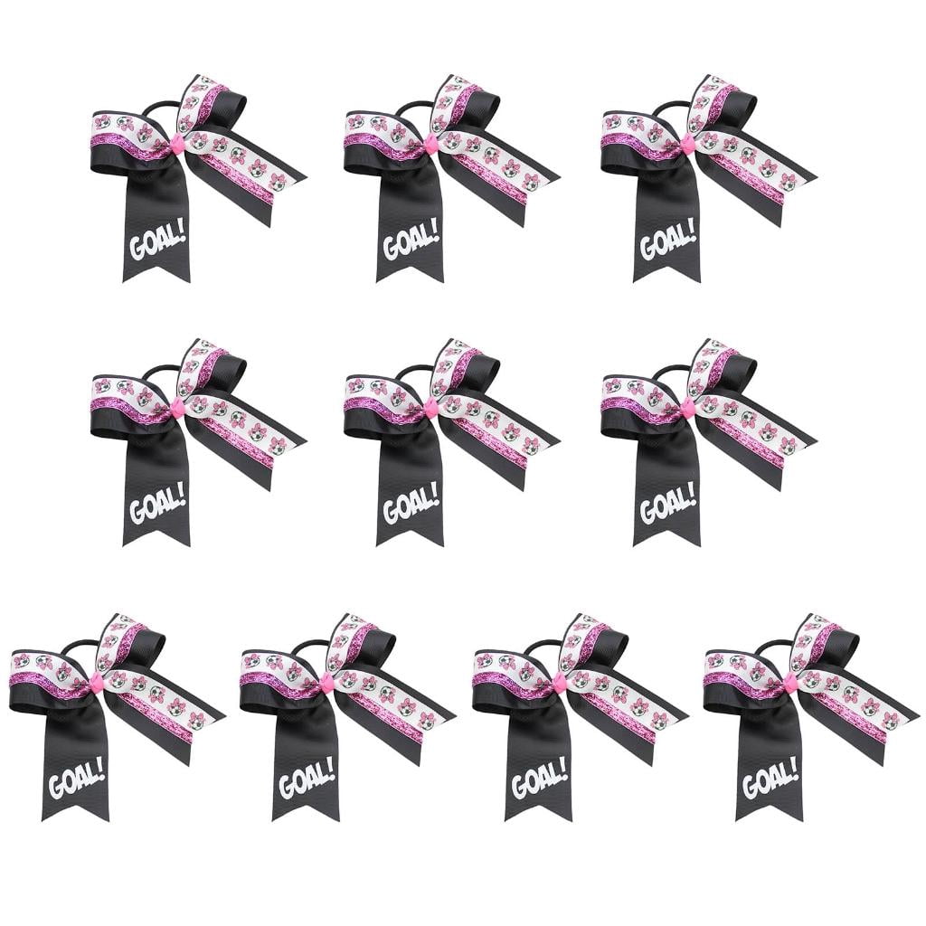 Yihuala Bundles Of 10 Football Bowknot Hair Ties Supporter Hair Decorations Suitable For Team Spirits And Special Gatherings