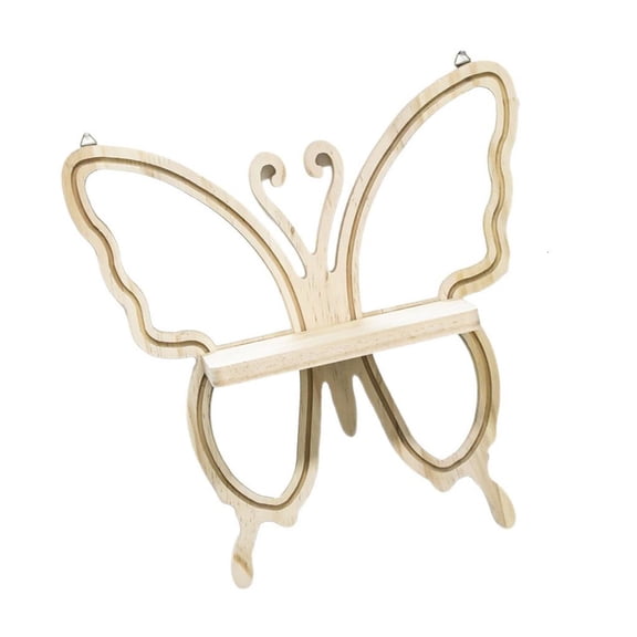 Yihuala Butterfly Wall Shelf with Mirrour Floating Shelves Rustics Walled Mounted Wood Storage Shelves for Kitchen Wall Decors