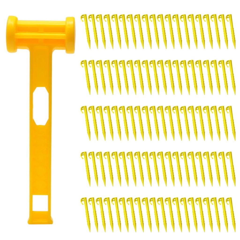 Yihuala Canopies Stake Tent Peg With Hammer Anchors Yard Lawns Peg Outdoor Camping Stake for Fixings Tent Tarps Awnings