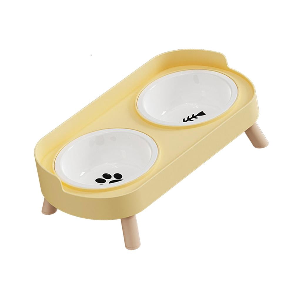 Yihuala Ceramic Double Bowl Pet Feeders with Easy to Elevated Design Dog Cats Food Dishes Feeding Dishwear For Dog Cats