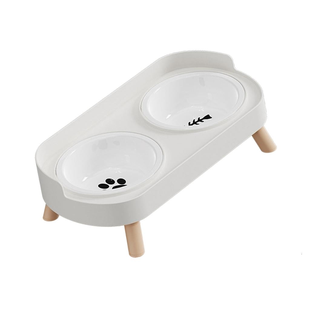 Yihuala Ceramic Double Bowl Pet Feeders with Easy to Elevated Design Dog Cats Food Dishes Feeding Dishwear For Dog Cats