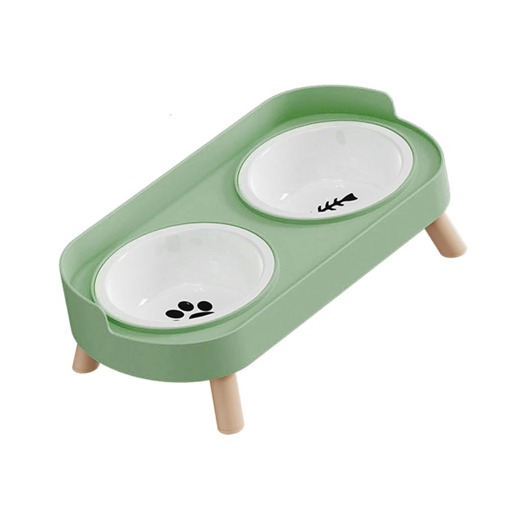 Yihuala Ceramic Double Bowl Pet Feeders with Easy to Elevated Design Dog Cats Food Dishes Feeding Dishwear For Dog Cats
