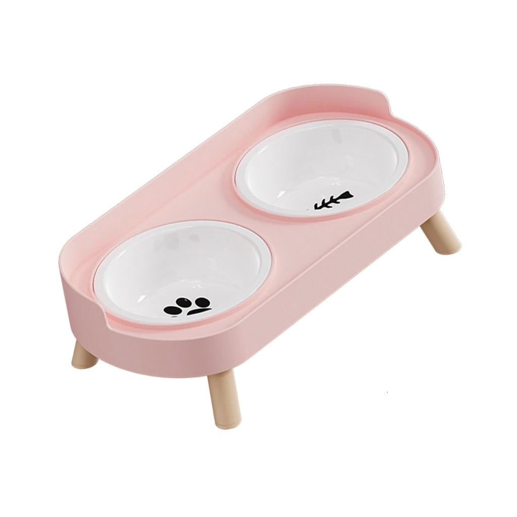 Yihuala Ceramic Double Bowl Pet Feeders with Easy to Elevated Design Dog Cats Food Dishes Feeding Dishwear For Dog Cats