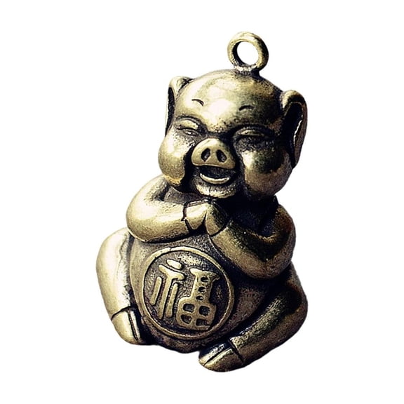 Yihuala Chinese Zodiacs Pigs Charm Antique Brasses Miniature Animal Pendant Hanging Decors For Car Ornament And Good Luck
