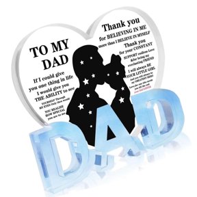 Yihuala Clear Acrylic Heart Plaques With Meaningful Quote Ideal Father Day Birthday Christmas Present For From Daughters Son