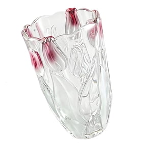 Yihuala Clear Glass Flower Vase In Tulips Shape Elegant Crystal Flower Pots For Living Room Dining Table Centerpiece Decoration