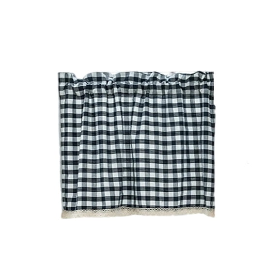 Yihuala Contemporary Checkered Window Blackouts Lining Easy Installation Curtain Home Bedroom