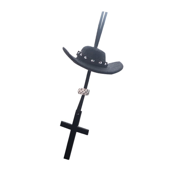 Yihuala Crucifix Car Interior Decoration,Cowboy Hat Crosses Charm Car Rear View Mirror Hanging Decors Spiritual Religious Gift