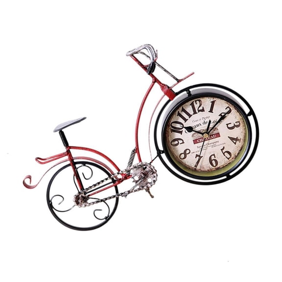 Yihuala Desk Clock Metal Bicycles Desk Table Clock Battery Operated None-Ticking Clocks for Bedroom Living Room Home Decors
