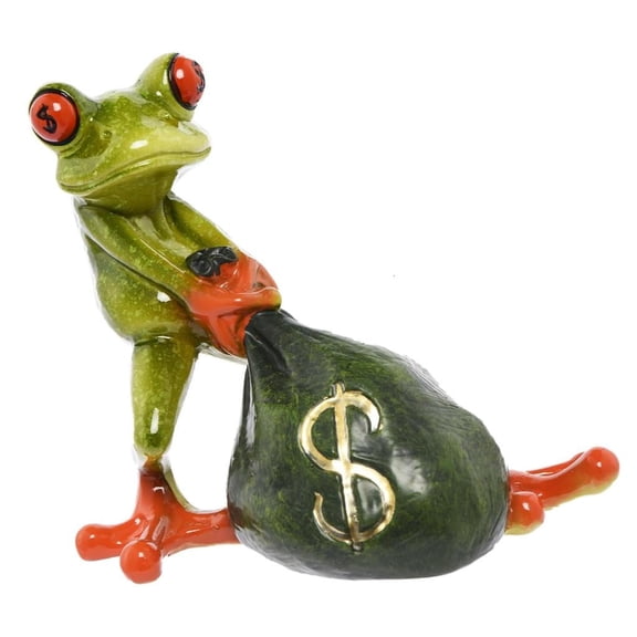 Yihuala Desk Decors Resin Frogs Collectible Figurine Lucky Frogs With Money Bag Fengshuis Sculpture Statue for Home Offices