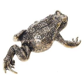 Yihuala Detailed Brass Toads Sculpture Vintage Antique Metal Frogs Miniature Figurine for Living Room or Offices Table Display