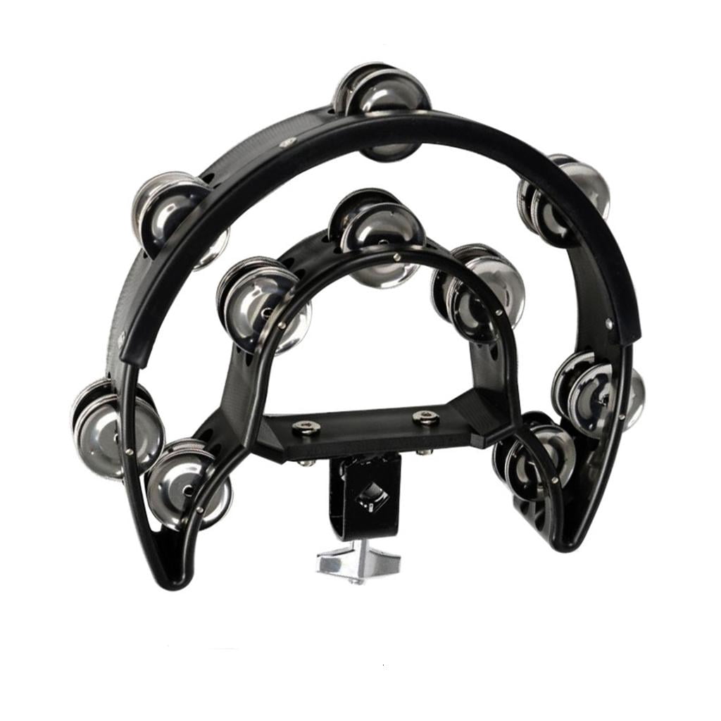 Yihuala Drum Set Tambourine with Mounting Eye Bolt Half Shape Hi-hat Tambourine Double Row Tambourine Easy to Use