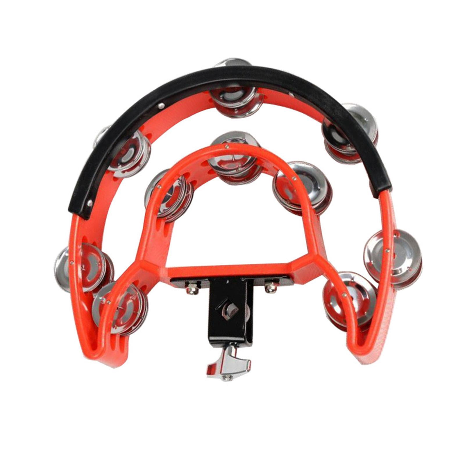 Yihuala Drum Set Tambourine with Mounting Eye Bolt Half Shape Hi-hat Tambourine Double Row Tambourine Easy to Use
