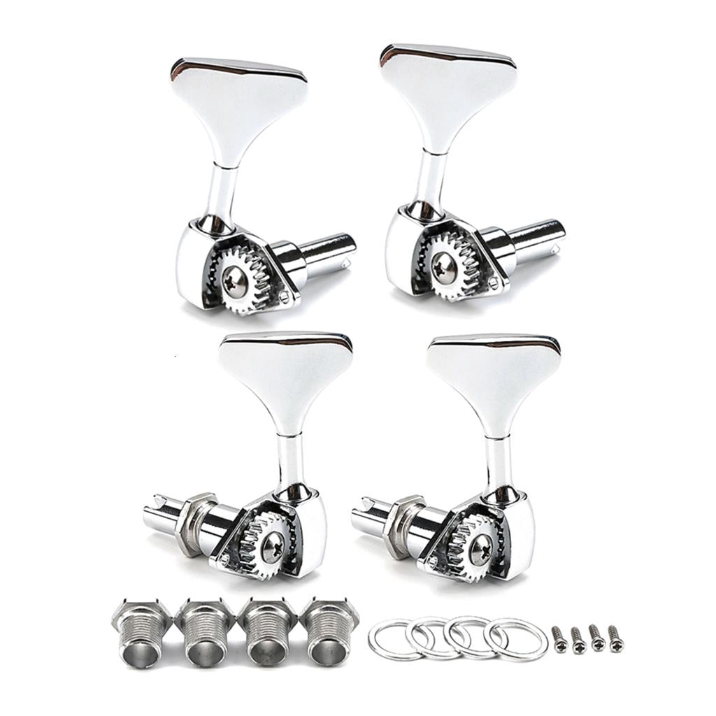 Yihuala Electric Bass Tuner Peg Guitar Open Gear Tuning Pegs Machine Head Metal String Tuner 4 String Bass Machine Head Knobs