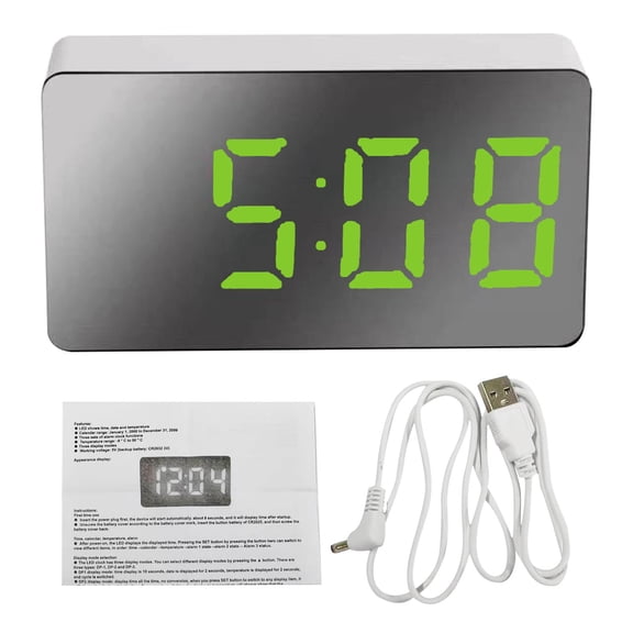 Yihuala Electronic Digital Alarm Clock Multifunction Large Screen Car LED Travel Clock with Temperature for Time & D