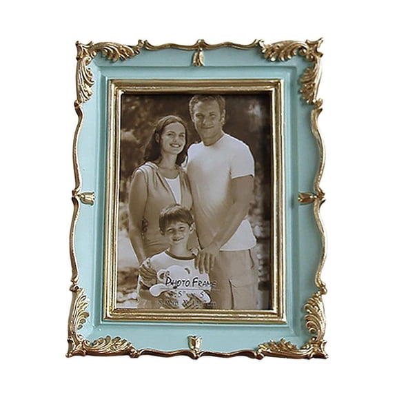Yihuala Elegant Golden Flowers Trim Resin Picture Frame Decorative Antique Carved Photo Frame For Tabletop Display Party