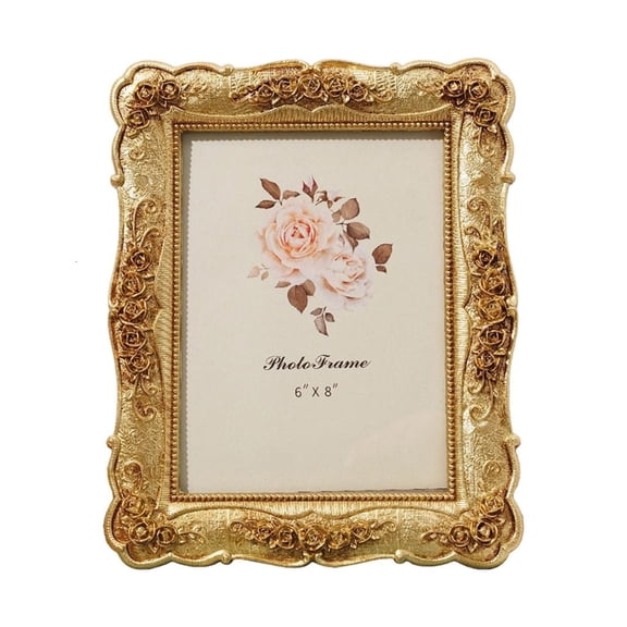 Yihuala Elegant Resin Photo Frame with Antique Design European Golden Picture Frame for Wall Hanging or Tabletop Display Decors