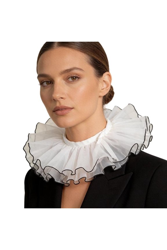 Elizabethan Ruffle False Collar Victorian Styles Satined Decorative Collar Neckpiece For Various Occasion Outfit Enhance