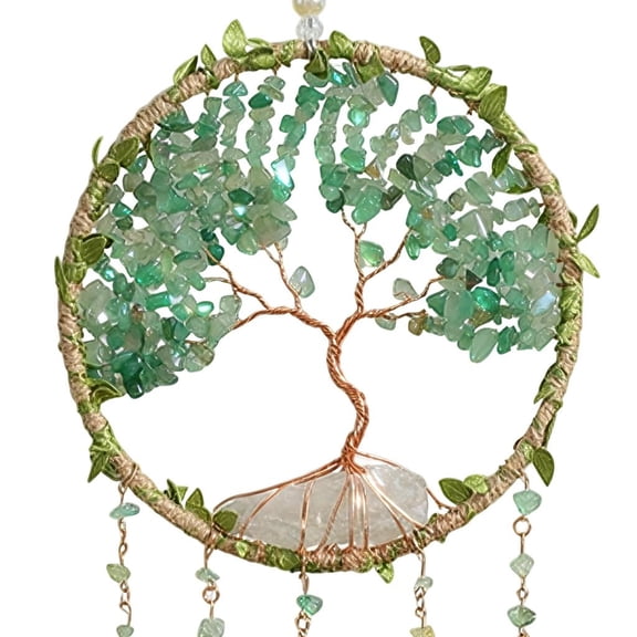 Yihuala Ethnic Natural Stone Crystal Tree Dreamcatchers Wall Art For Living Room Window Decors Positive Energy