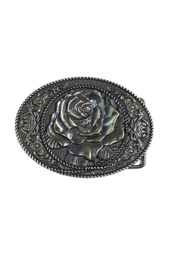 Fashionable Unisex Belt Buckle Feature Practical Metal Rose Accent 4 Inch Inner Diameter