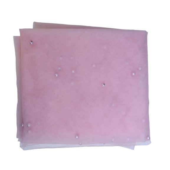 Yihuala French Gauze Table Runner With Pearls Beaded Sheer Tulle Dessert Tablecloth For Wedding Parties And Event Decors