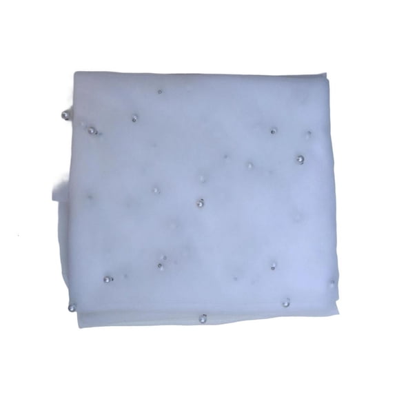 Yihuala French Gauze Table Runner With Pearls Beaded Sheer Tulle Dessert Tablecloth For Wedding Parties And Event Decors